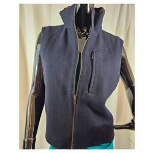 VTG Y2K Prada Mink Lined Full Zip Navy Wool Vest sz M